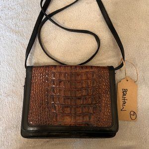 Brahmin Two Tone Black and Brown Croc Embossed Leather Purse